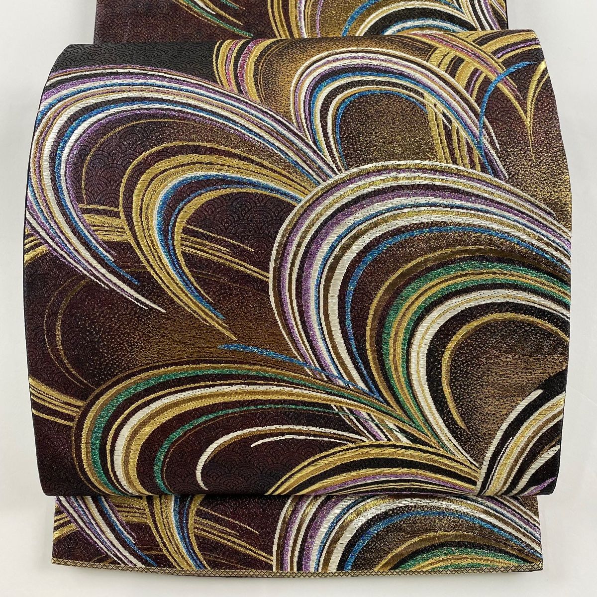 袋帯 六通 金糸 幾何学 25M153f 袋帯 六通柄 フォーマル用 正絹 古典柄 箔 金糸 帯 金・銀 | 六