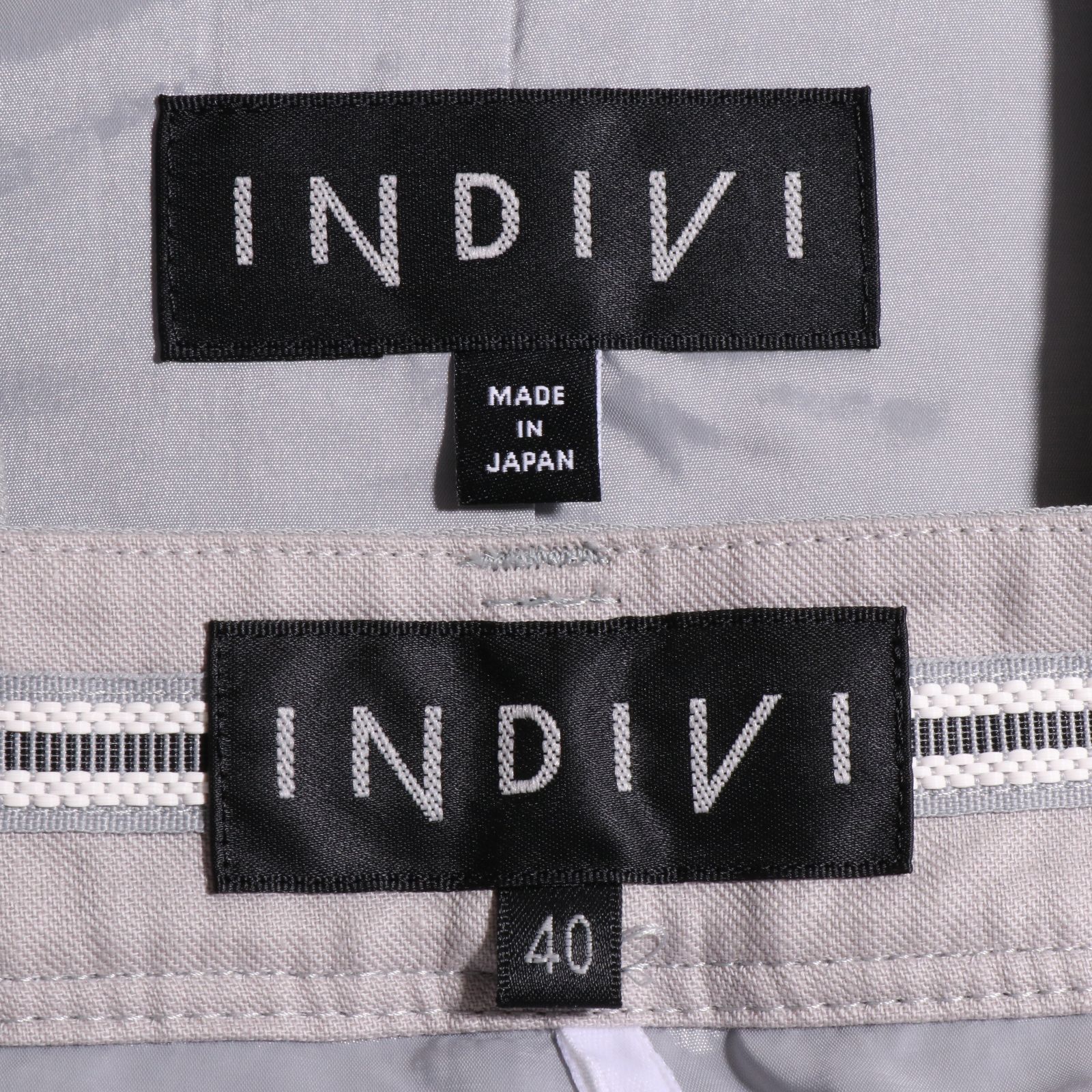 【美品】 INDIVI YUNSA生地 パンツスーツ セットアップ グレー 05 ☆美品☆ INDIVI インディヴィ トップス セットアップ スーツ