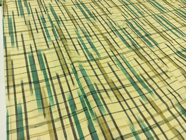 平和屋着物▽上質な紬 単衣 格子 正絹 逸品 AABB4512jh