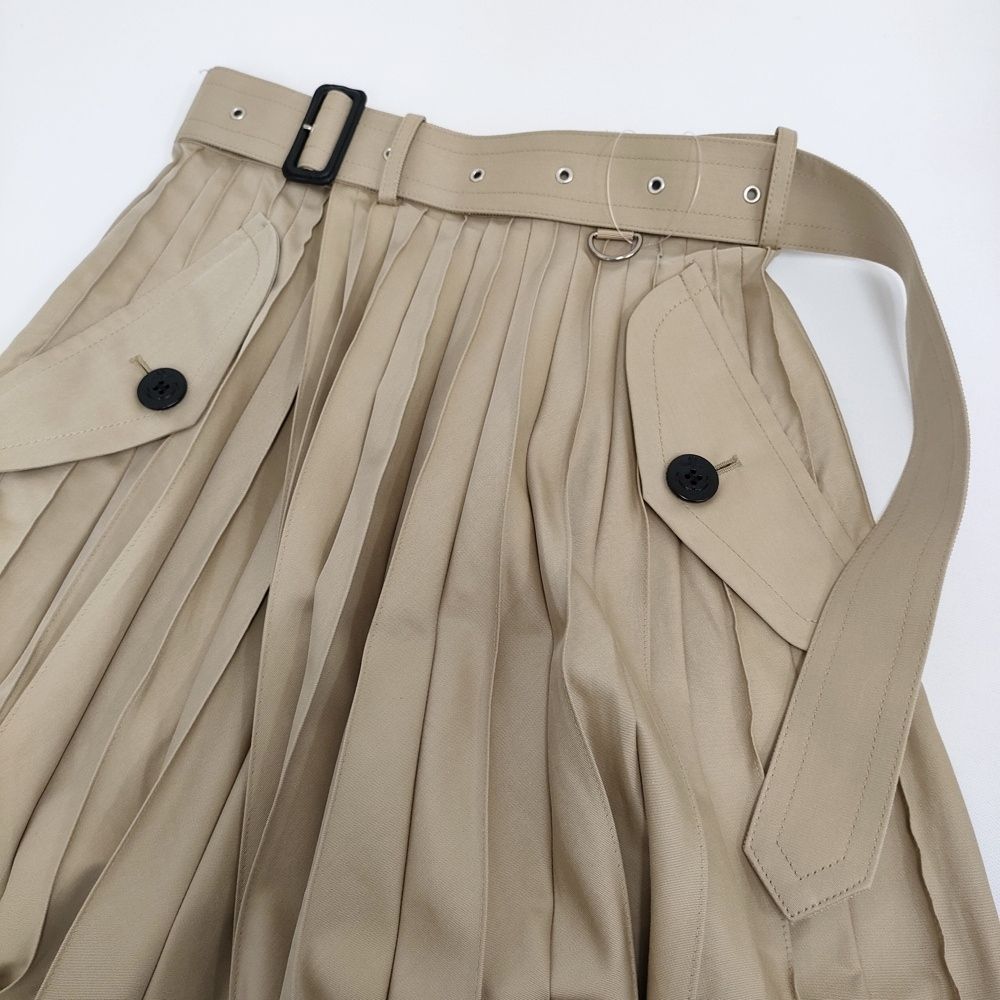 【関税・送料込】sacai AW24 ベルト付き ロングプリーツスカート Sacai Cotton Gabardine Skirt 定価99000円 SCW-214 サイズ1