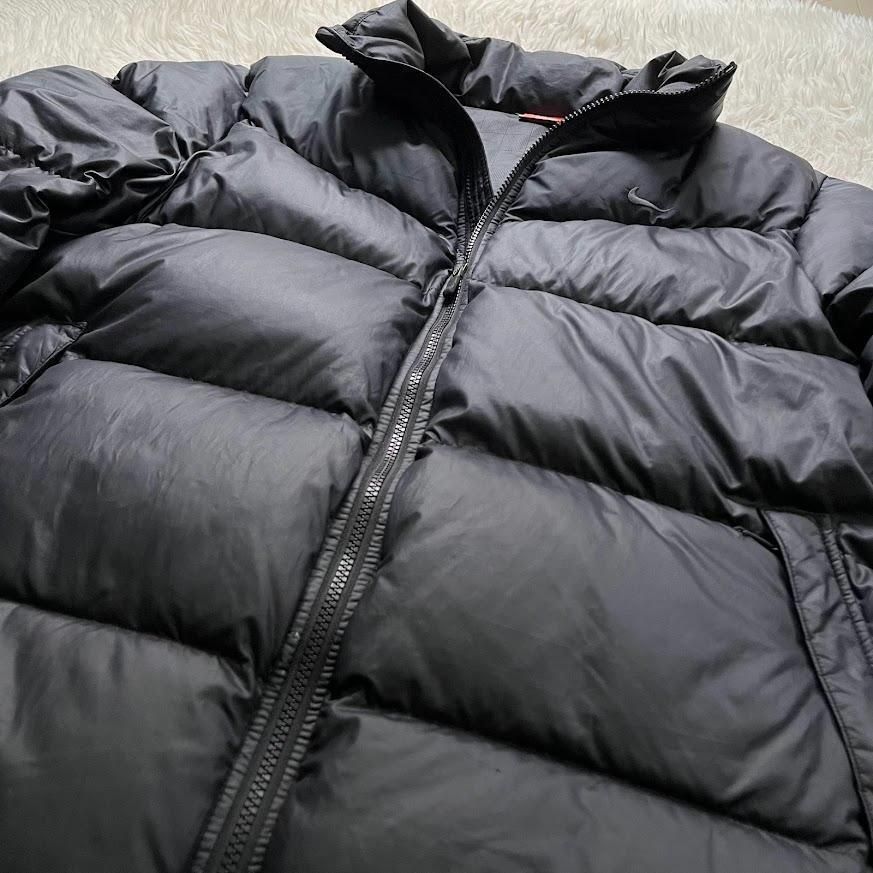 肉厚】NIKE ナイキ ダウンジャケット XL ブラック 黒 ワンポイントロゴ  