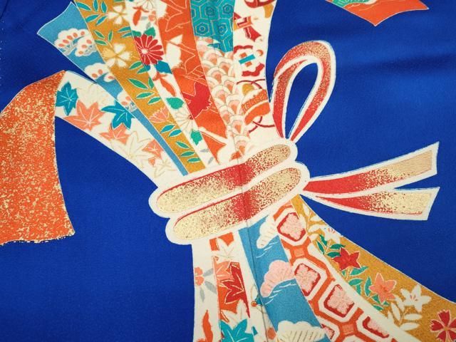 平和屋着物◎太鼓柄袋帯 総刺繍 駒刺繍 束ね熨斗吉祥文 正絹