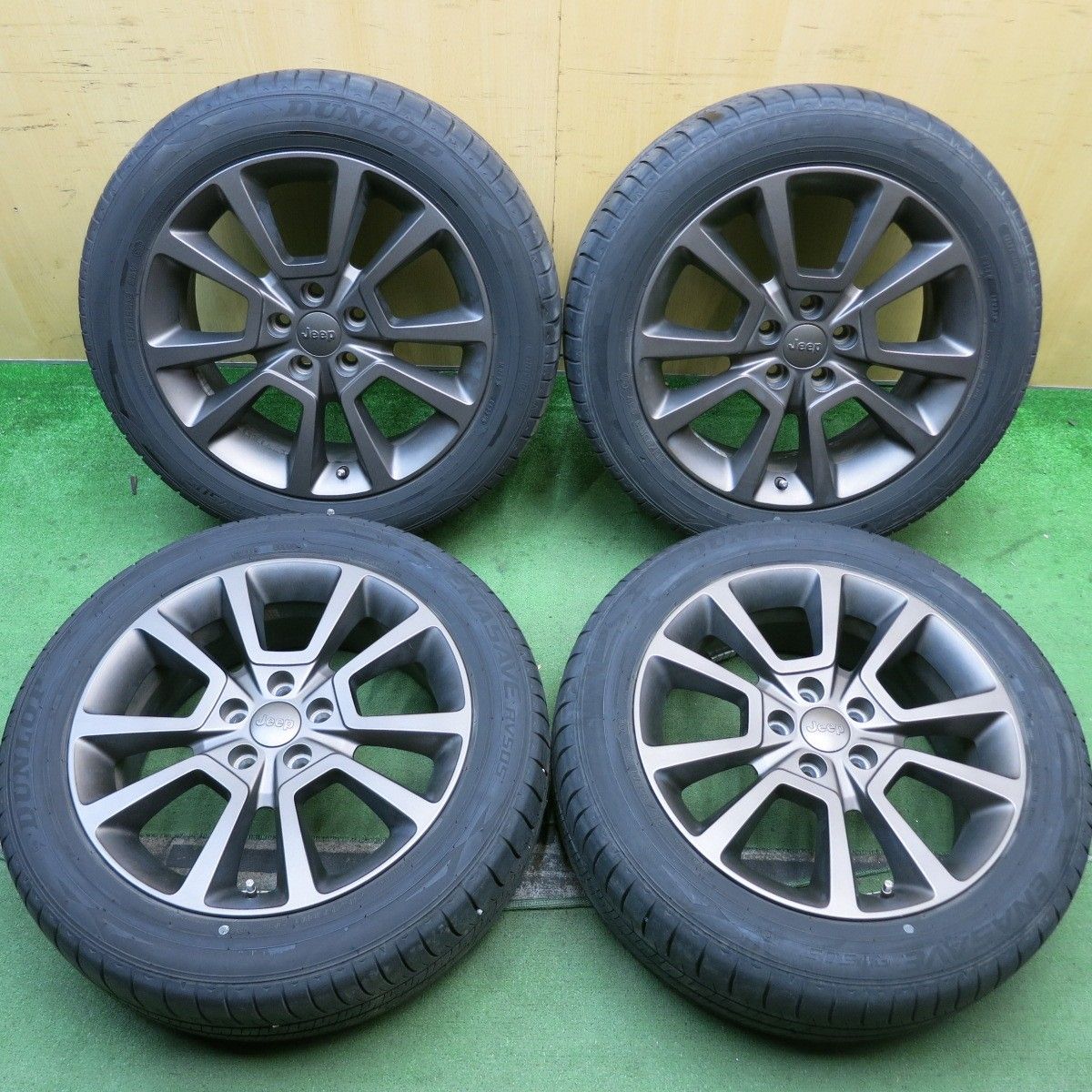 バリ溝 23年 9.5分 ジープ コンパス リミテッド 純正 215 55R18 ダンロップ エナセーブ RV505 18インチ PCD114.3 5H 5100508HAノ