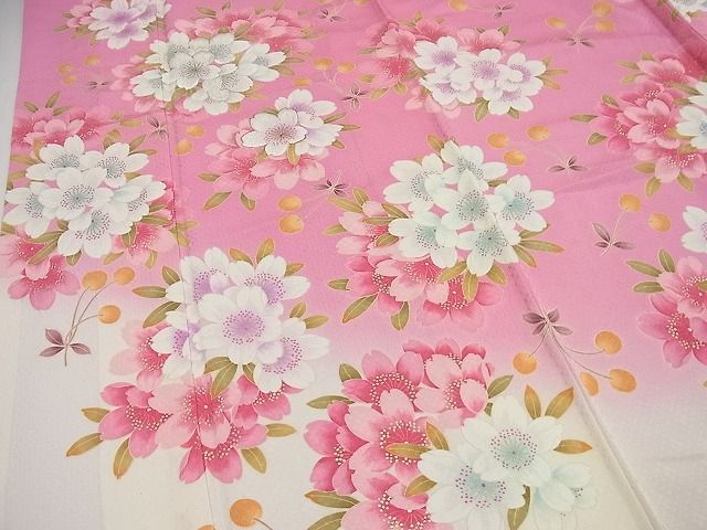 平和屋1□極上 振袖 刺繍 舞桜 暈し染め パールトーン加工 逸品3s4952