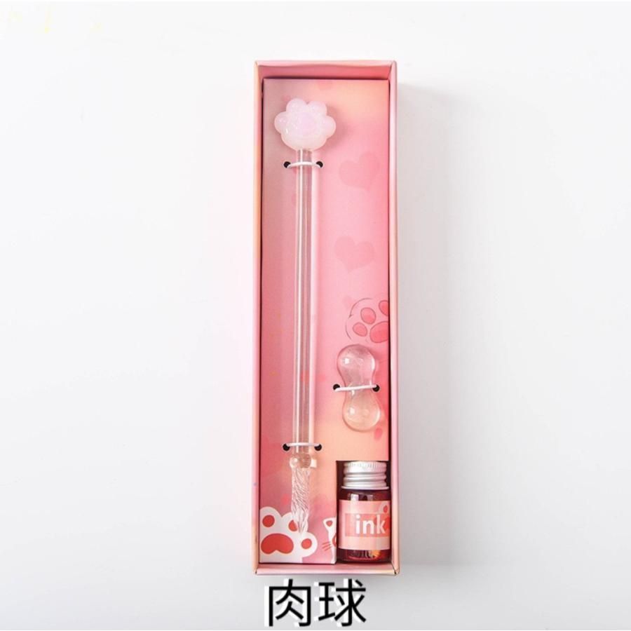桜 さくら 肉球 ガラスペン インク ペン置きセット 専用箱入