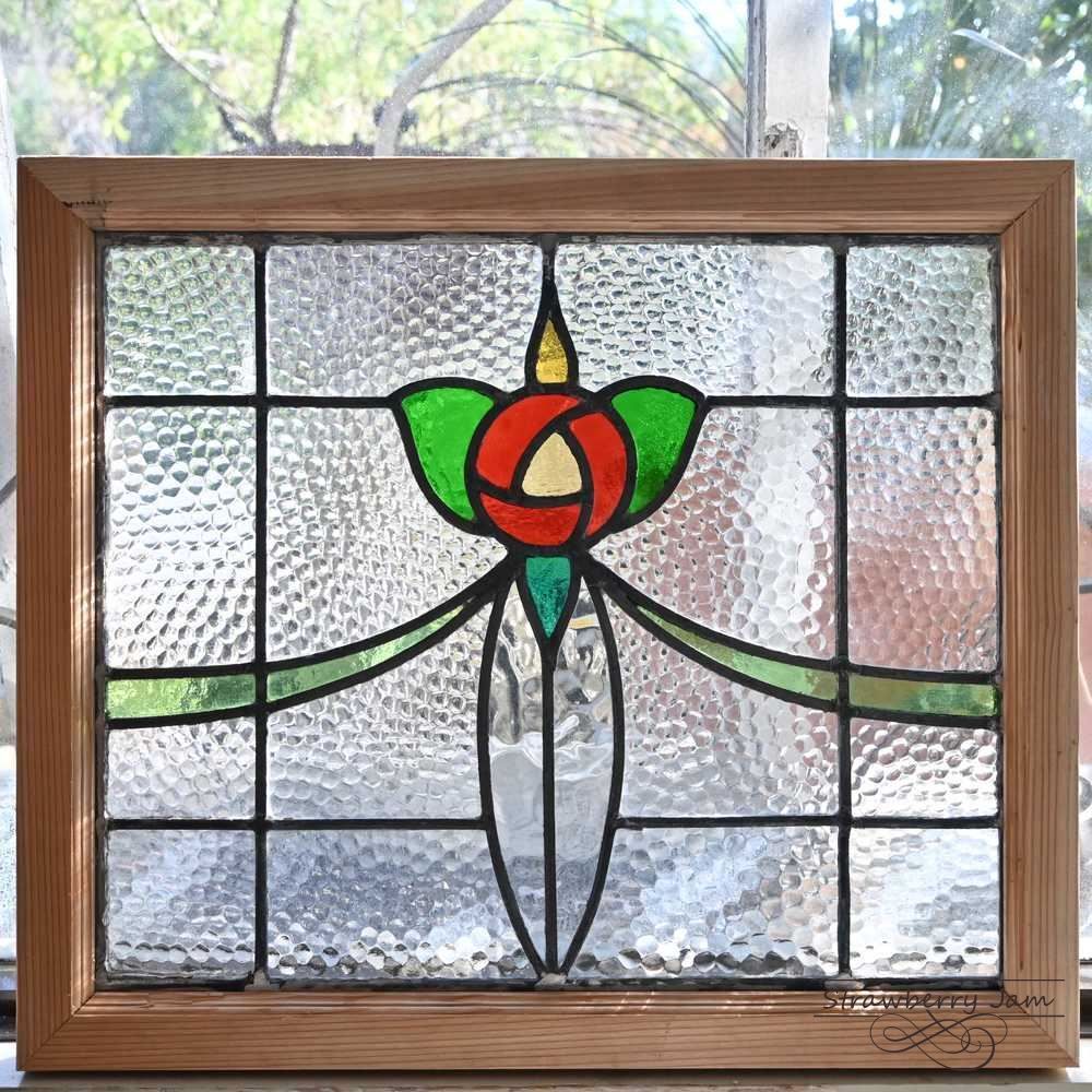 L3506-93-7 英国アンティーク ステンドグラス 窓枠 建材 小屋