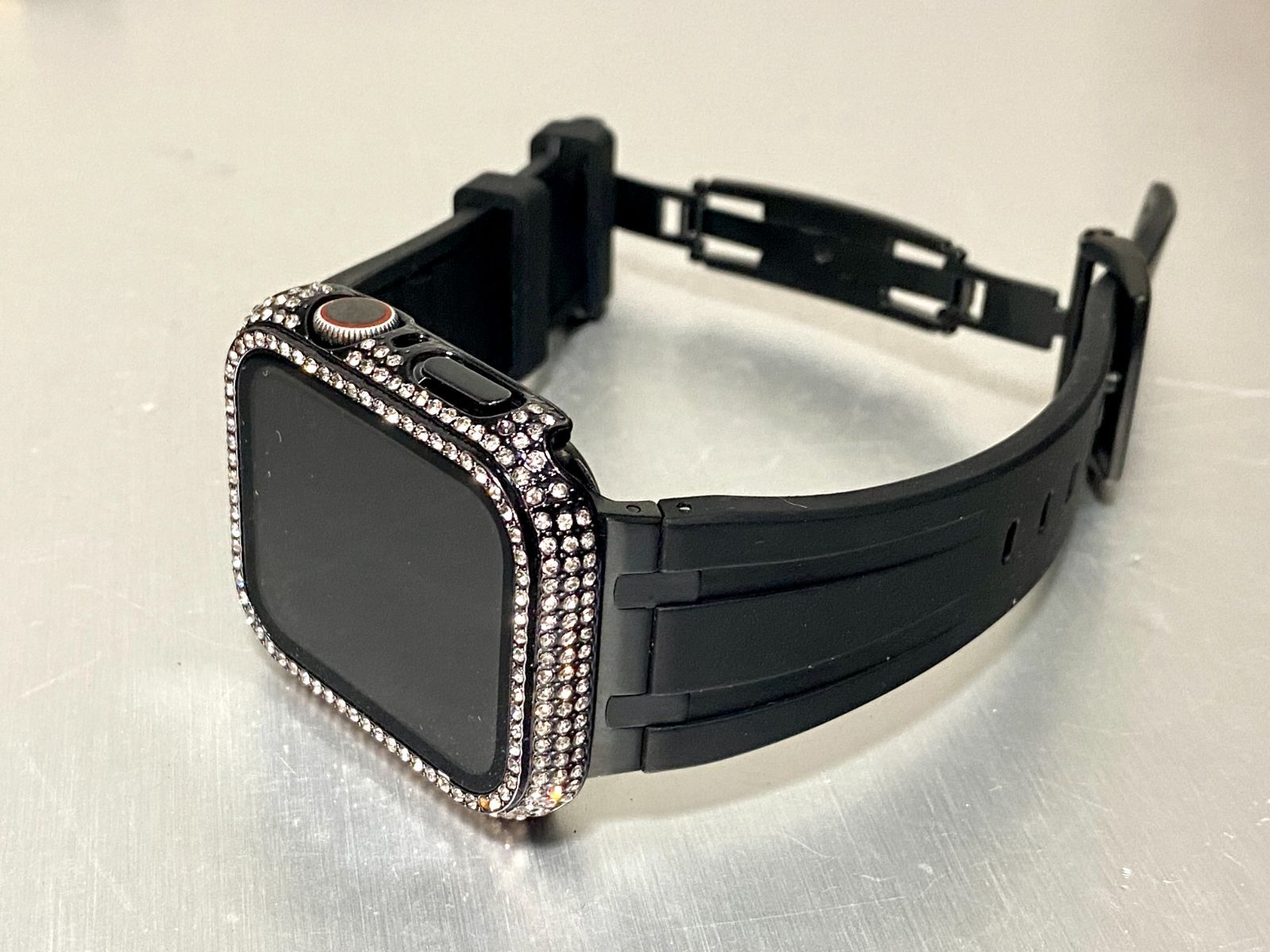 ブラック ネイビー applewatchバンド ステンレス カバー キラキラ 