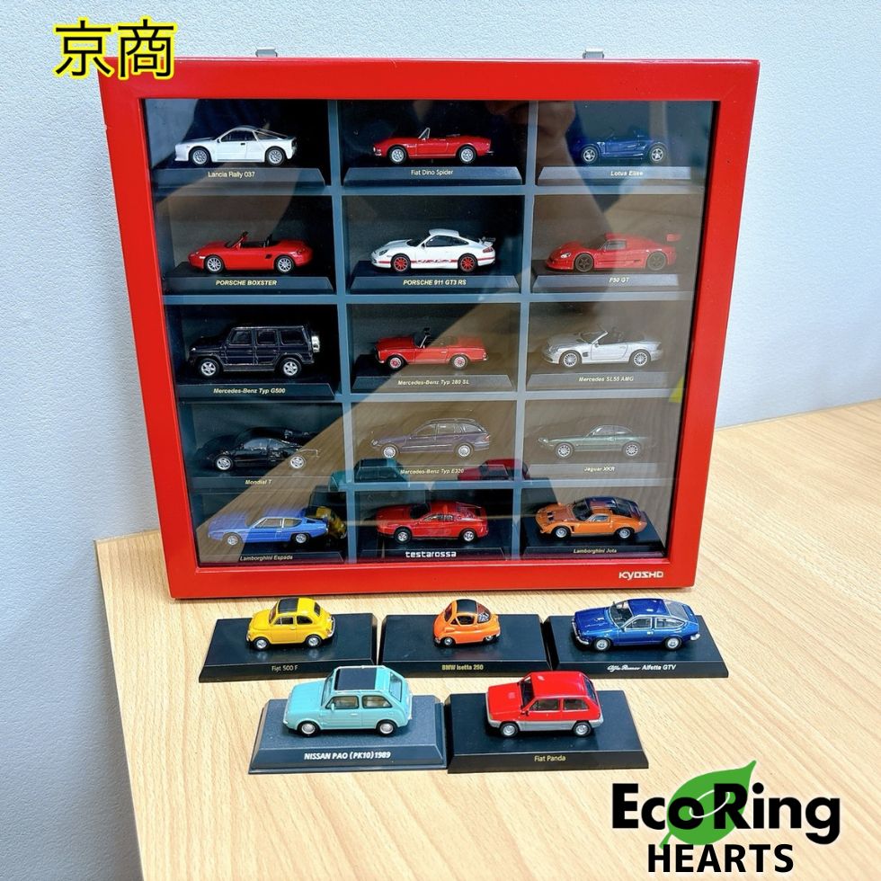京商 木製ディスプレイ ポルシェ ベンツ ジャガー等 ミニカー20台 TID