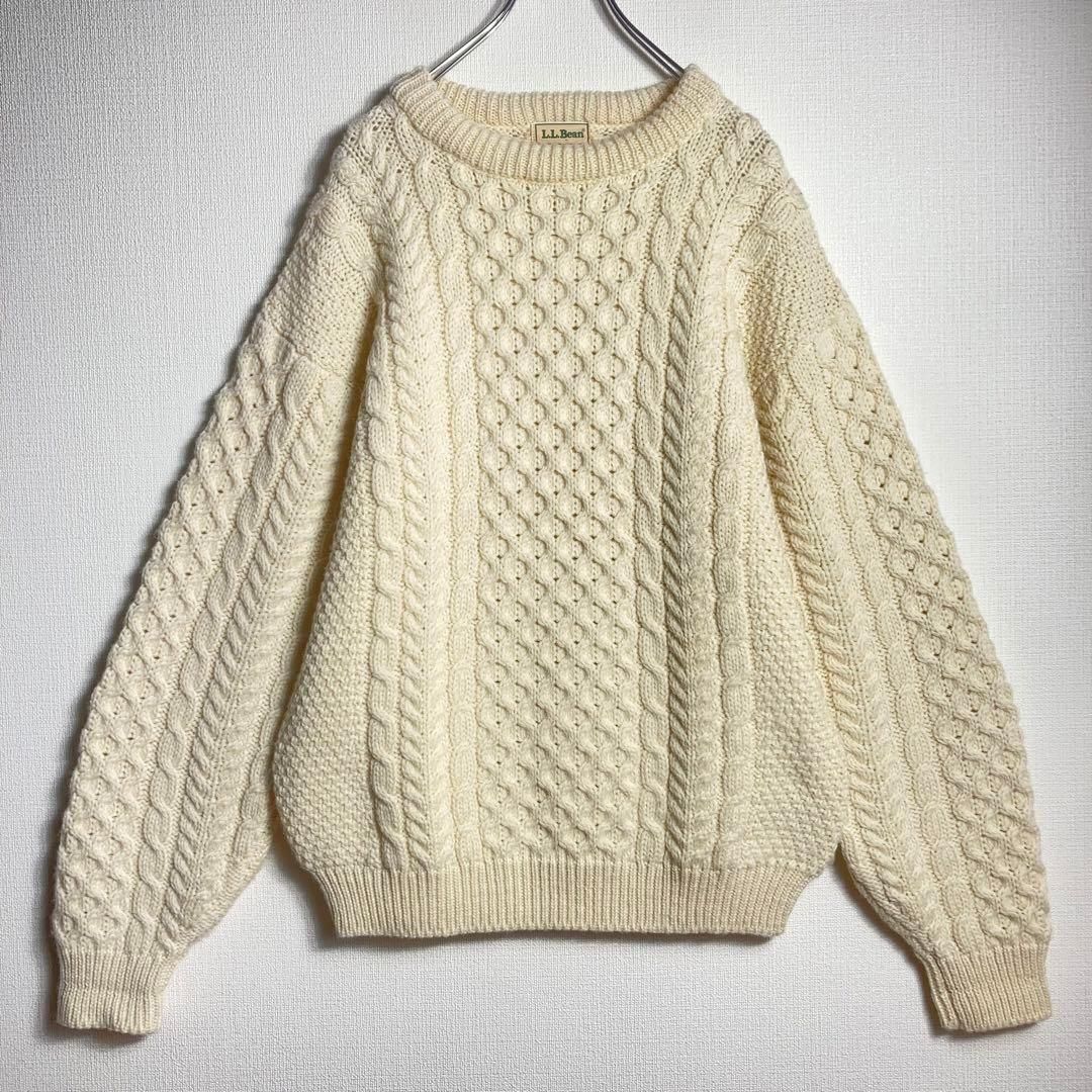 美品】L.L.Bean フィッシャーマン ニット ウール M アイルランド