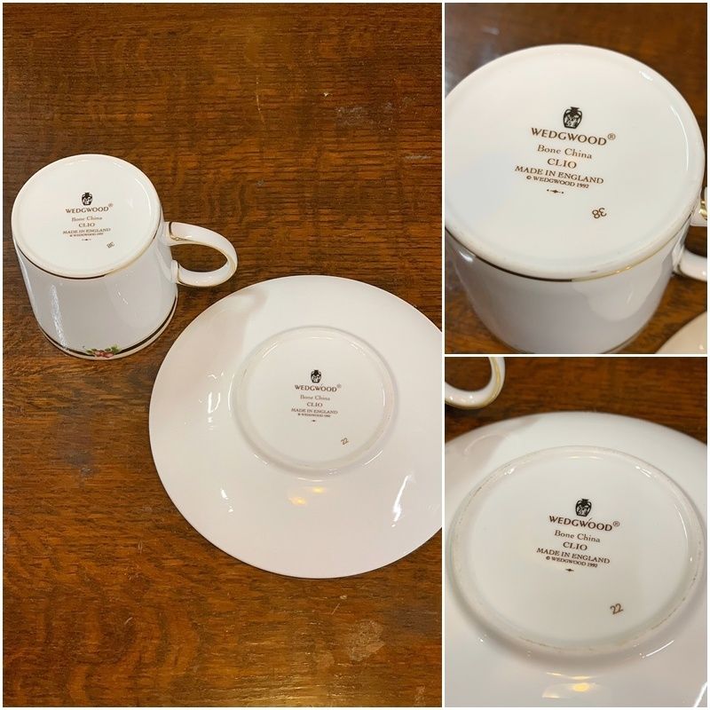 廃盤 ウェッジウッド クリオ カップ＆ソーサー 1客 WEDGWOOD CLIO 金彩 英国 イギリス ボーンチャイナ ライン ストレート ウエッジウッド 【RU0126-6】