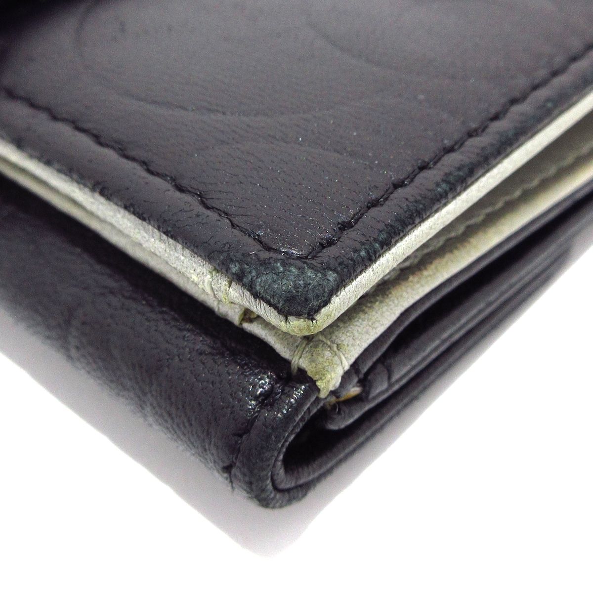 CHANEL(シャネル) Wホック財布 カメリア A47422 黒 シルバー金具