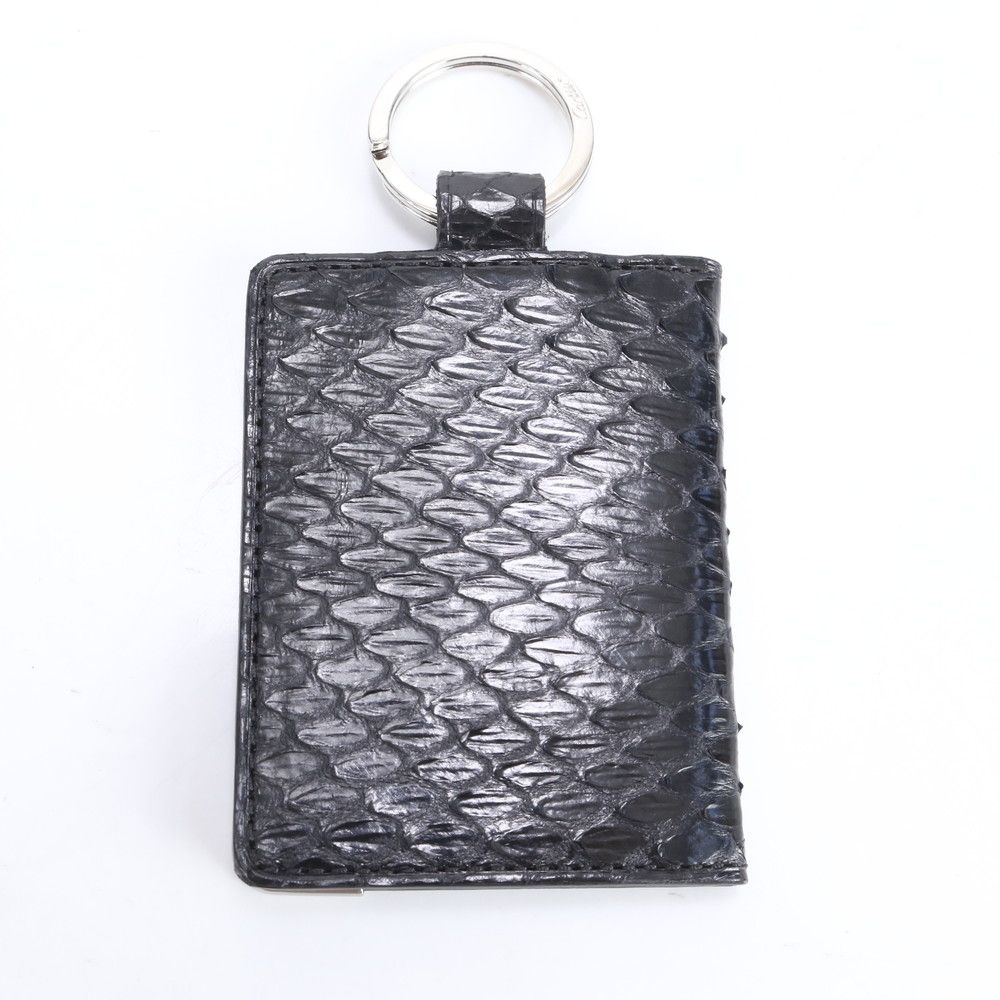  カルティエ パイソン レザー キーホルダー キーリング フォトホルダー 写真入れ チャーム ブラック メンズ レディース RCE CI 1-9 キーホルダー キーリング 小物