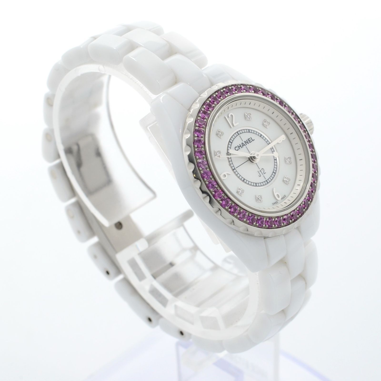 CHANEL シャネル J12 H3243 8Pダイヤモンド ピンクサファイアベゼル 29  
