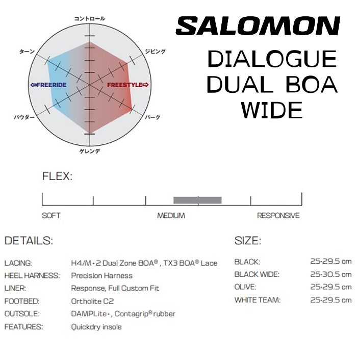 サロモン スノーボード ブーツ メンズ L47178100 23-24 SALOMON DIALOGUE DUAL BOA WIDE ダイアログ デュアル ボア ワイド 男性用 フリースタイル 2024 日本正規品