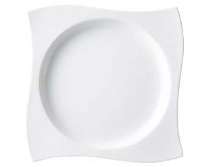 キ521 018 白磁ウェーブ満月9 5インチプレート