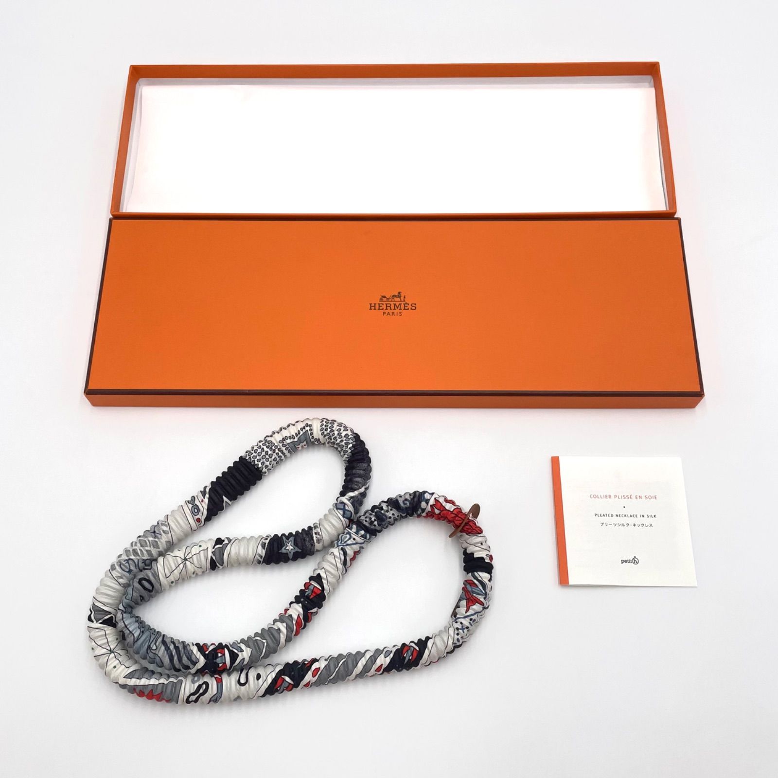 HERMES エルメス プリーツシルク ネックレス マルチカラー アトリエｈ