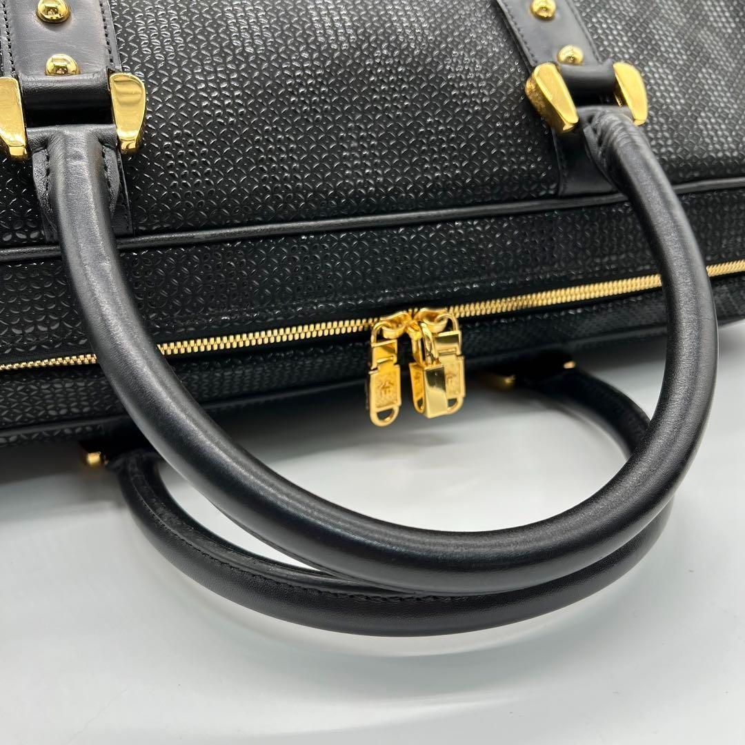 ✨️美品✨️印傳屋 INDENYA 大小七宝 ボストンバッグ 2way ブラック 