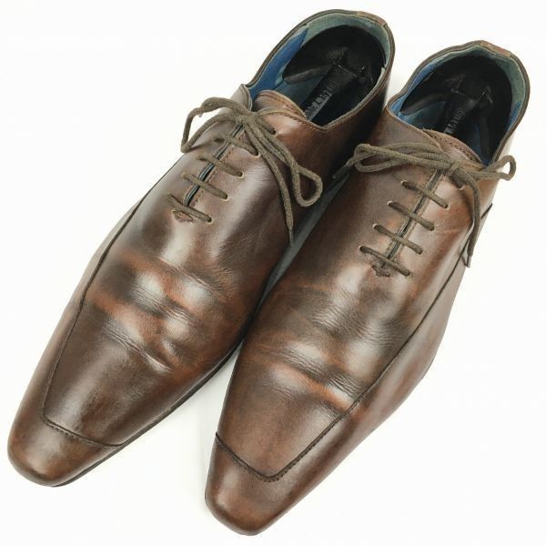 80s-90s?/Vintage★Finsbury/フィンズベリー　ロングノーズ　ホールカットスタイル　レザーシューズ　ダークブラウン/茶/BROWN〉size6.5/25.0程度/メンズ//men's 菅NO.WZC-239 80s-90s?/Vintage☆Finsbury/フィンズベリー ロングノーズ ホール