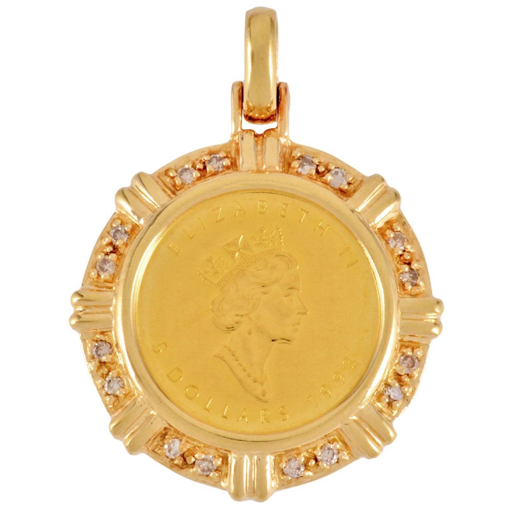 カナダ メイプルリーフ 金貨 1/10oz ペンダントトップ 純金 K18