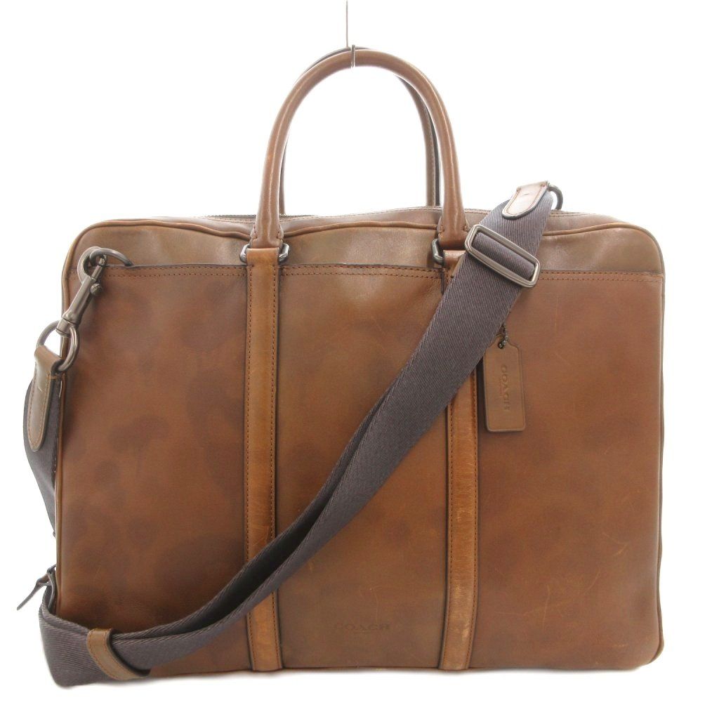 コーチ COACH 21076 ブリーカー ワイルドビースト Bleecker Wild Beast ブリーフケース ビジネスバッグ ショルダー 2WAY ロゴ 牛革 カーフレザー 茶 ブラウン |GV