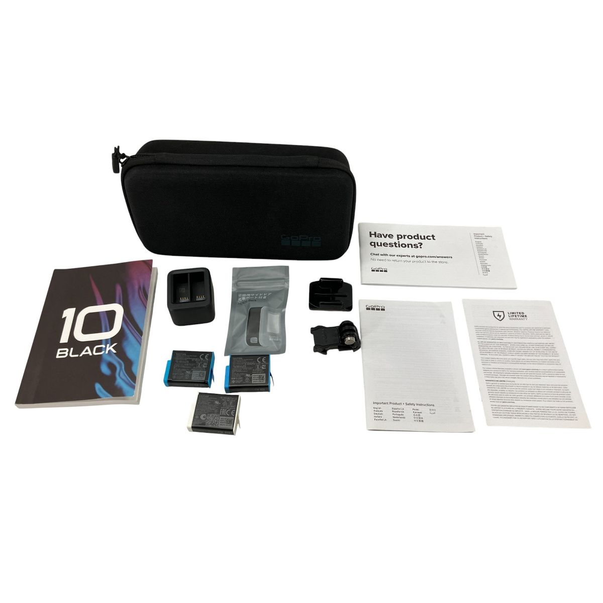 GoPro HERO 10 BLACK アクション カメラ バッテリーチャージャー 予備バッテリー 付きゴープロ