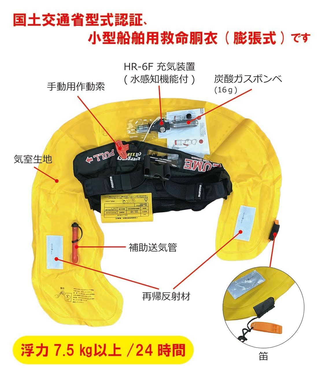 国交省承認品　マズメmazume ウエストベルトタイプ膨張式PFD mazume インフレータブルポーチ ブラック（ウエストバッグ取付用）