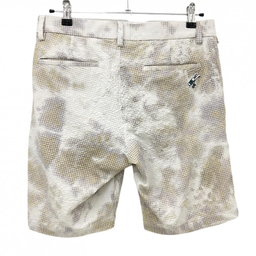 超美品！adidas アディダス　スポーツウェア　ハーフパンツ 超美品アディダス ハーフパンツ ライトベージュ×ライトパープル 総柄