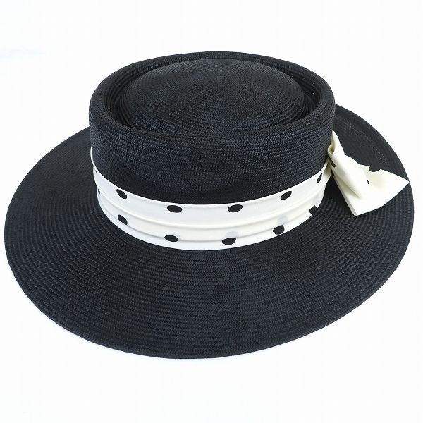 sh モスキーノ MOSCHINO 帽子 ハット 黒 オフホワイト ドット