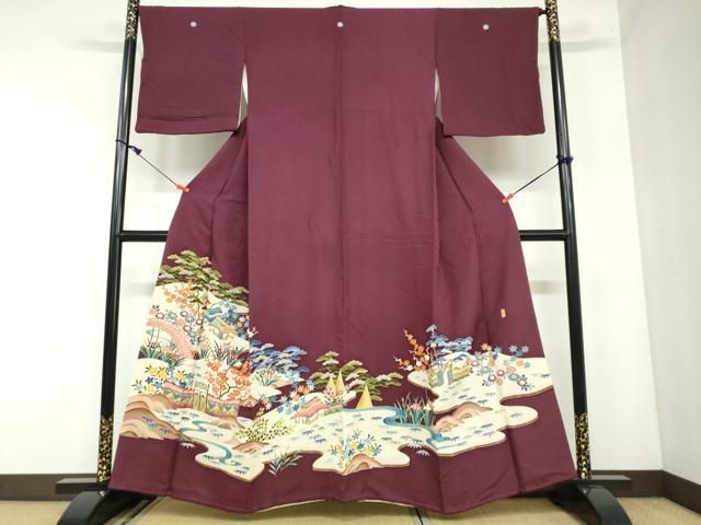 平和屋着物●本加賀友禅作家 藤村加泉 色留袖 風景草花文 正絹 DAAW5579ud