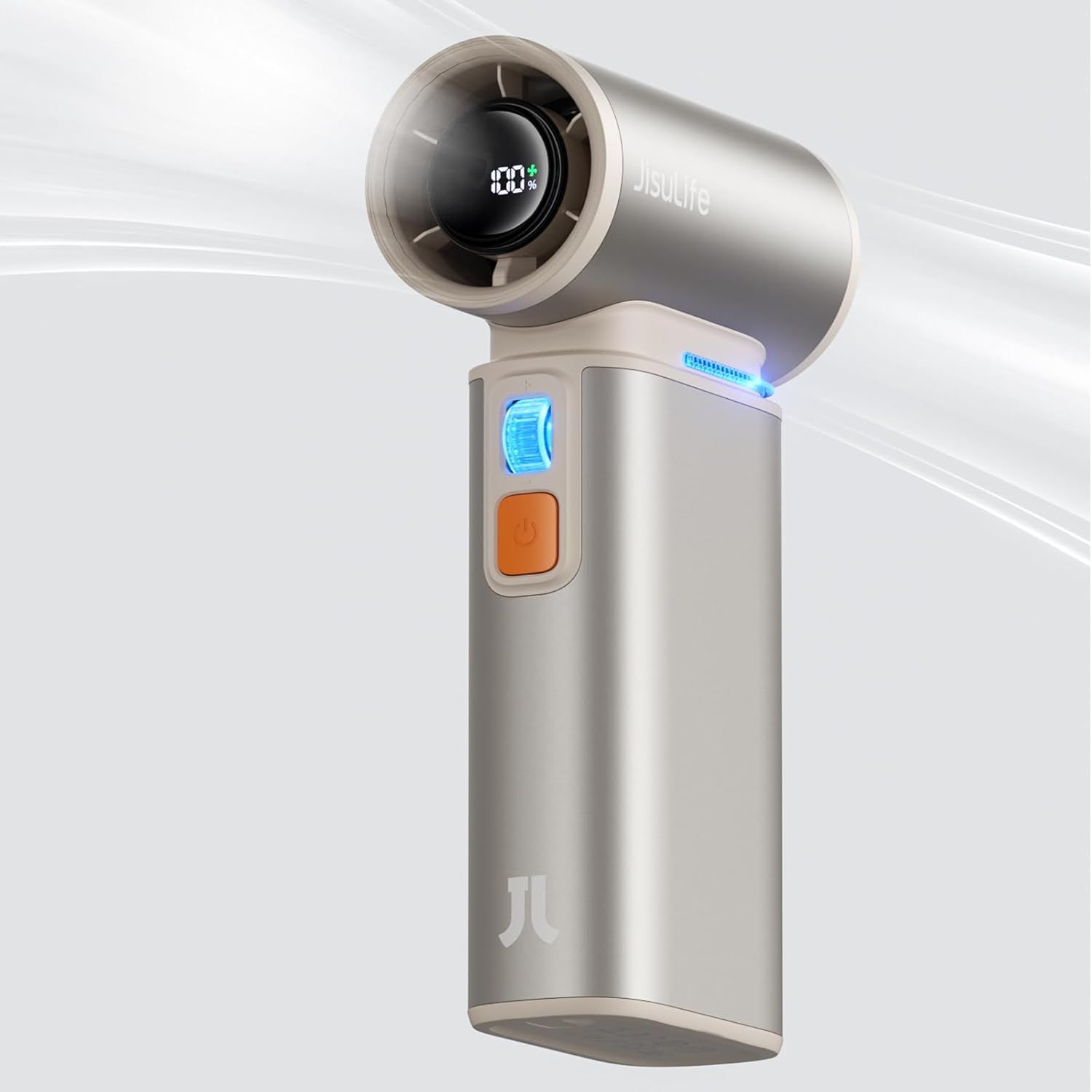 JISULIFE 2 in 1 多機能 ハンディファン 小型扇風機 電動エアダスター 9000mAh 大容量バッテリー 充電式ミニジェットファン 1-100段階調節 75000RPM LED表示 コンパクト 超強力 旅行用 ハンディ扇風機 