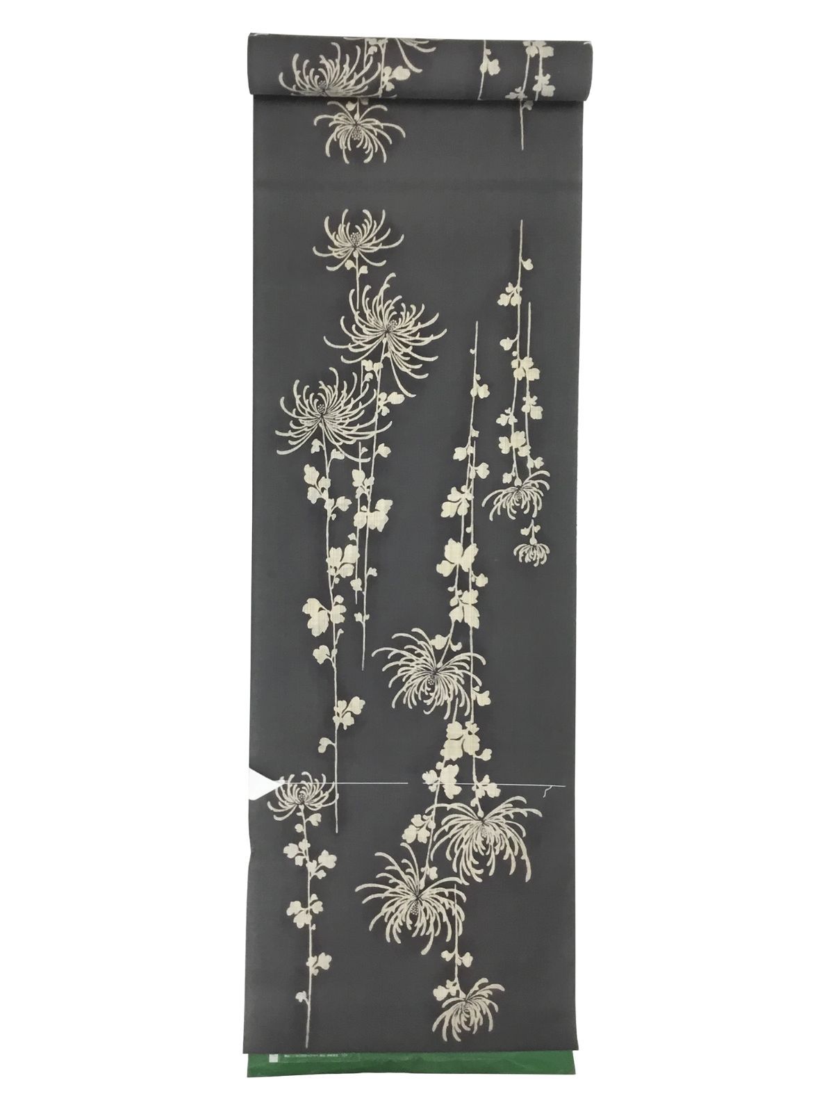 三勝染 注染型染め ゆかた 綿 日本製 素鼠地 菊柄 浴衣 反物 9674