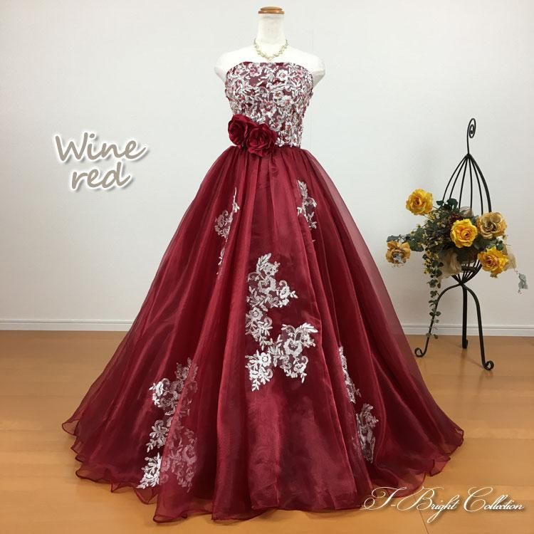 刺繍が豪華 カラードレス 赤 青 黒 紫 レッド ブルー パープル