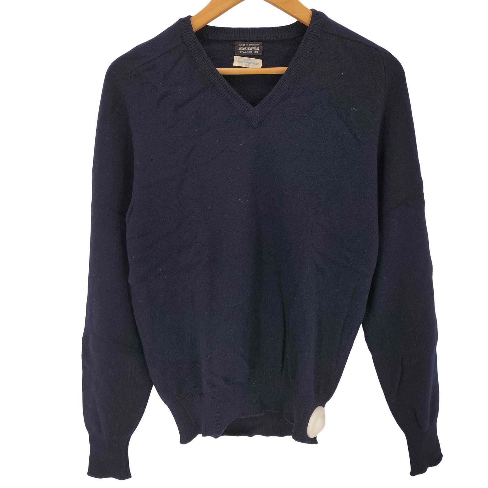 ブルックスブラザーズ BROOKS BROTHERS England製 Vネックラムウールニット メンズ US：38 
