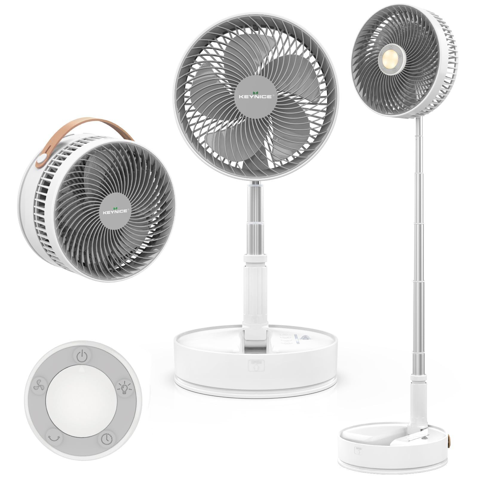 【在庫処分】室内 コンパクトに収納 小型 アウトドアに適用 4段階風量調節 高さ自由調節 7200mAh電池 リモコン付き 静音 ホワイト タイマー付き コードレス USB充電式 dcモーター 首振り卓上扇風機 KN-Q8Pro リビング 無段階伸縮式 折り畳