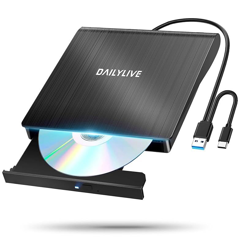 【2024新】外付けDVDドライブ CD DVDドライブ USB3.0u0026Type-C両用ケーブル 外付けDVD/CDドライブ Window/Linux/Mac OS対応 静音 軽量 読み出しu0026書き込み エラー校正 TYPE-Cコネクター付き 日本語取扱説明