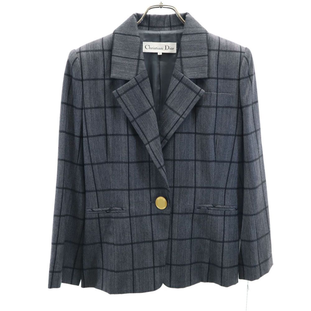 セール中！Christian Dior テーラードジャケット グレー系チェック セール中！Christian Dior テーラードジャケット グレー系チェック