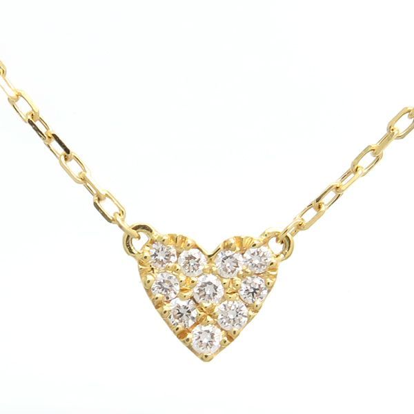 AHKAH ハートパヴェ ネックレス K18YG 1.2g ダイヤ 0.05ct 40c 美品 VC0104010100 アーカー ◆送料込◆質屋-4437Y