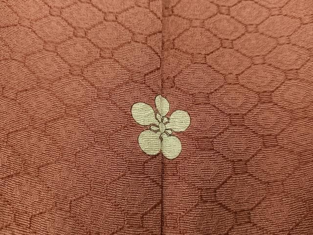 平和屋着物■上質な色無地　蜀江地紋　真赭色　正絹　逸品　BAAU4561mz