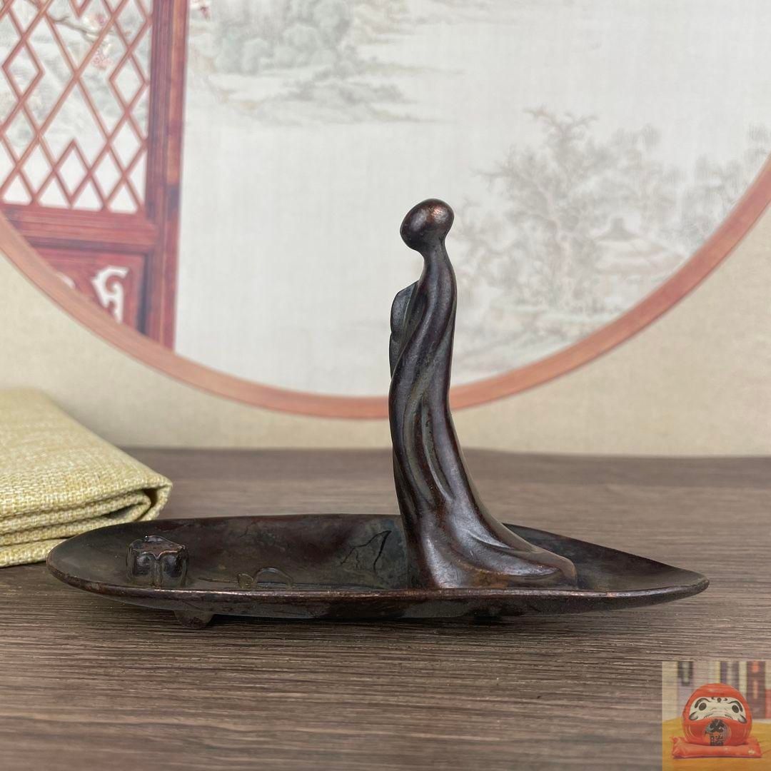 銅細工 一葉成仏の香挿 香炉 香道具 装飾品 工芸品 美術品 置物