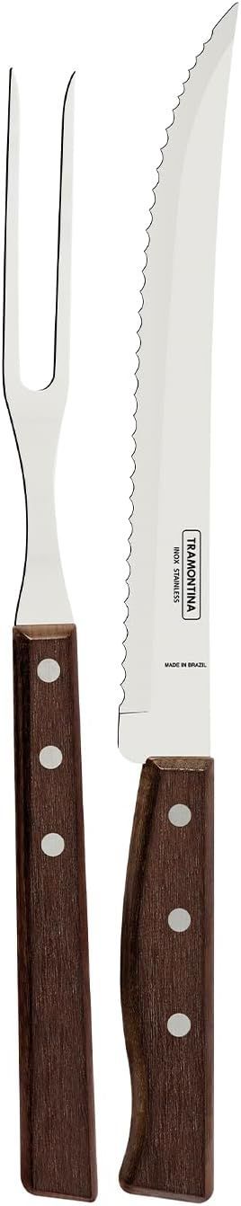 トラモンティーナ 木柄 カービングフォーク & ナイフ 小売業者