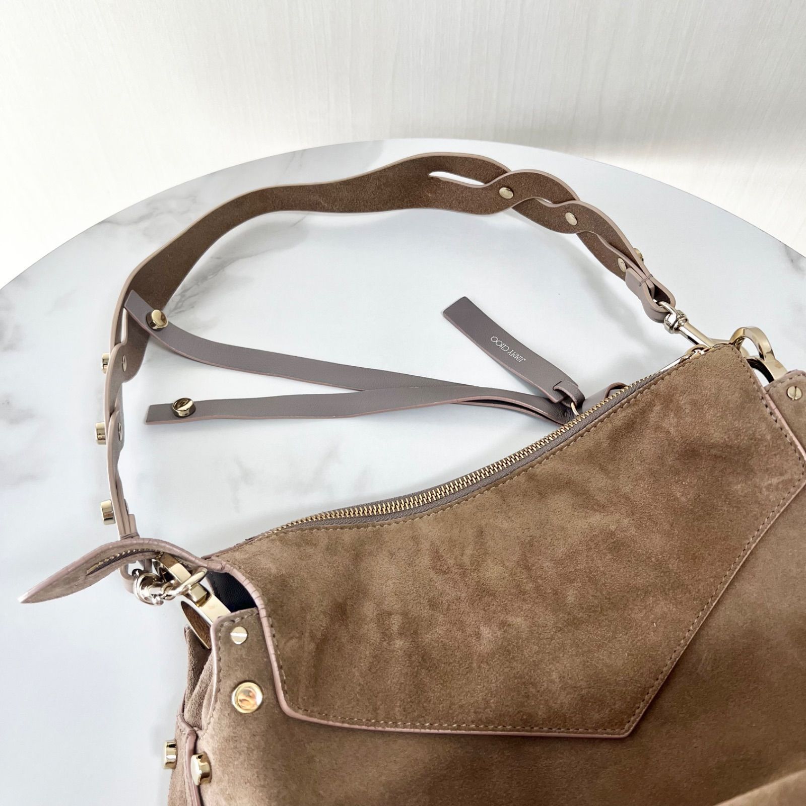 JIMMY CHOO ベージュ スエード バッグ JIMMY CHOO ベージュ スエード トートバッグ