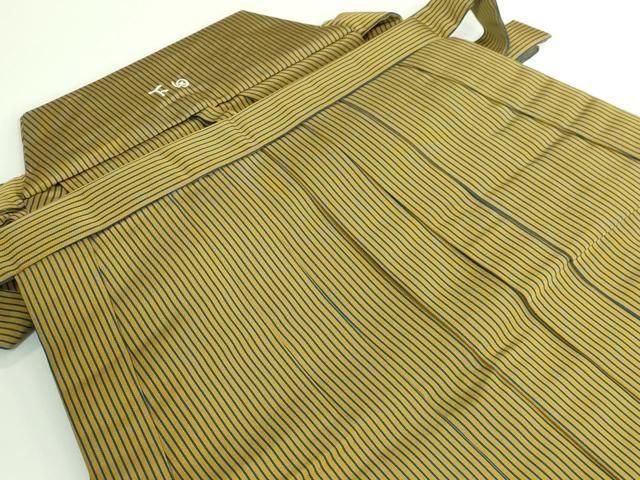 平和屋本店 上 男性 人間国宝 甲田綏郎 精好仙台平 馬乗り袴 縞 桑茶色地 DZAB0543kh5