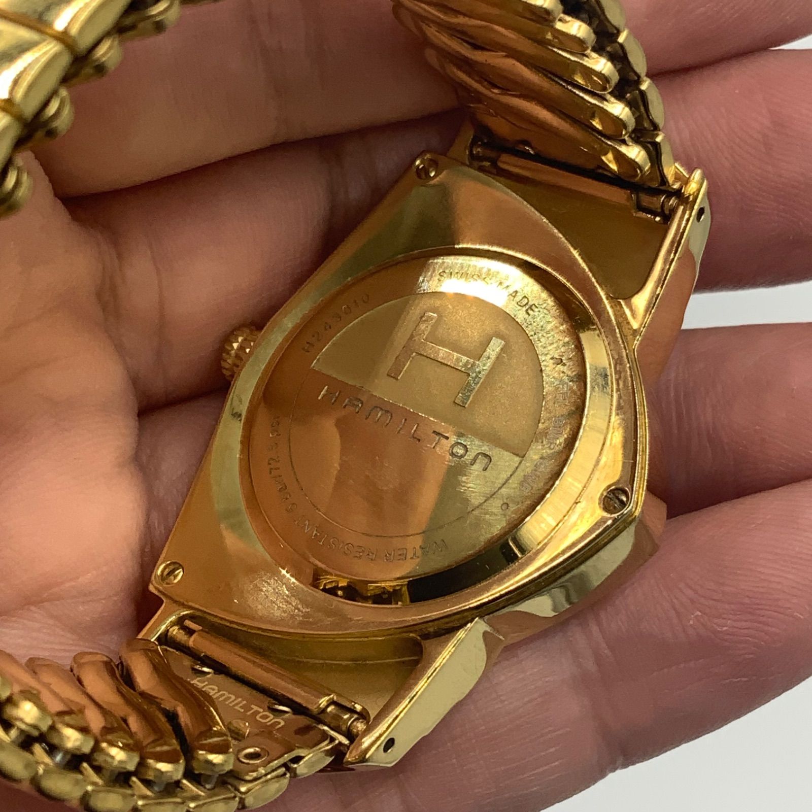 ハミルトン　ベンチュラ　H24301111 ゴールド　ホワイト文字盤　箱外箱　取説 ハミルトン ベンチュラ H24301111 ゴールド ホワイト文字盤 箱外箱 取