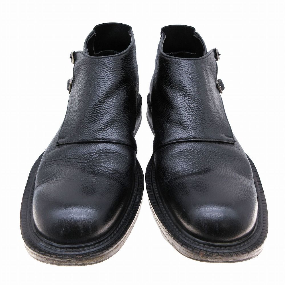 【GIORGIO ARMANI】未使用品 ダブルモンクストラップシューズ ジョルジオ アルマーニ GIORGIO ARMANI シボ革 ダブルモンク