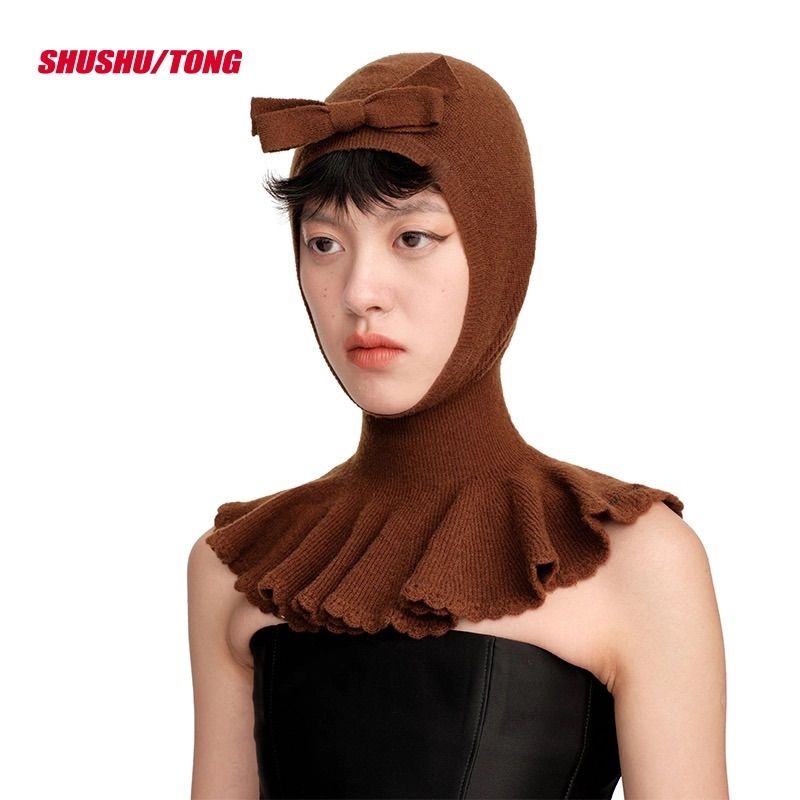 SHUSHUTONG リボン付きニット帽子 Zaction ニット帽 ポンポン 耳当て付き 帽子 フリース