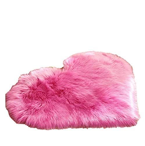 ピンク KIWATA 【40*50cm】ハート型ラグ (Pink)北欧風 西洋風 お姫さま風ふわふわカーペット 上品 上質 可愛いラグ 姫系インテリア オシャレ玄関マット 洗えるカーペット (ピンク)