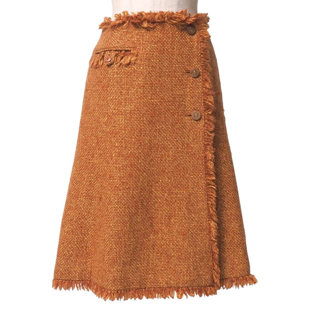 CHANEL シャネル スカート サイズ34 01A CC ココマーク ウッドボタン  