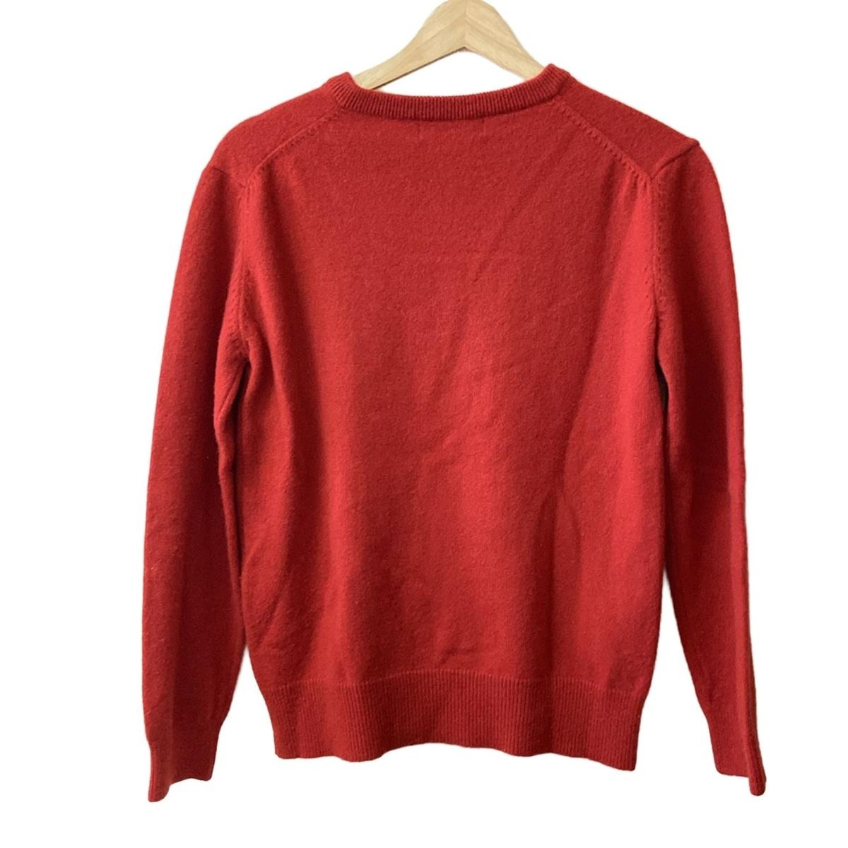 FUKUZO フクゾー 長袖セーター サイズM レディース - レッド×イエロー×マルチ Vネック ワッペン