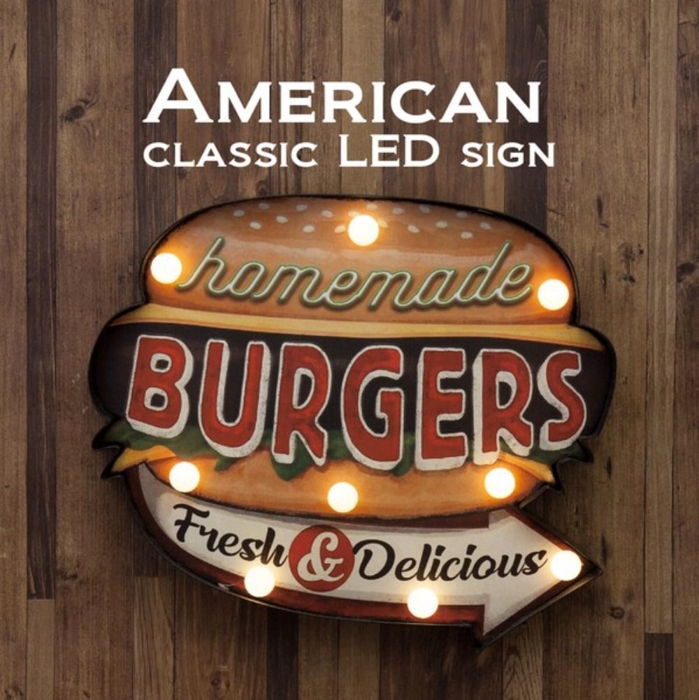 GB60806 American Classic LED Sign BURGERS