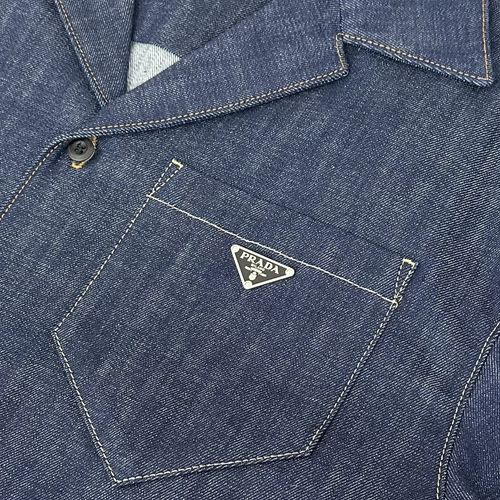 プラダ トライアングルプレート セルビッジデニム 半袖シャツ 中古・古着通販】PRADA (プラダ) トライアングルロゴプレート